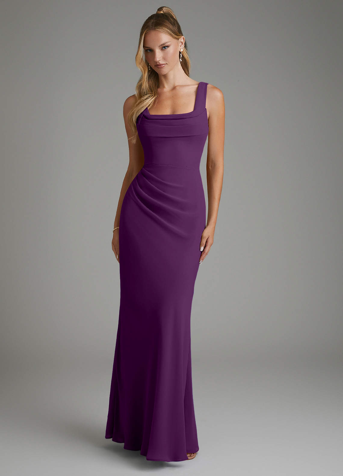 Asa Sheath Square-Neck Chiffon Bridesmaid Dress in Grape