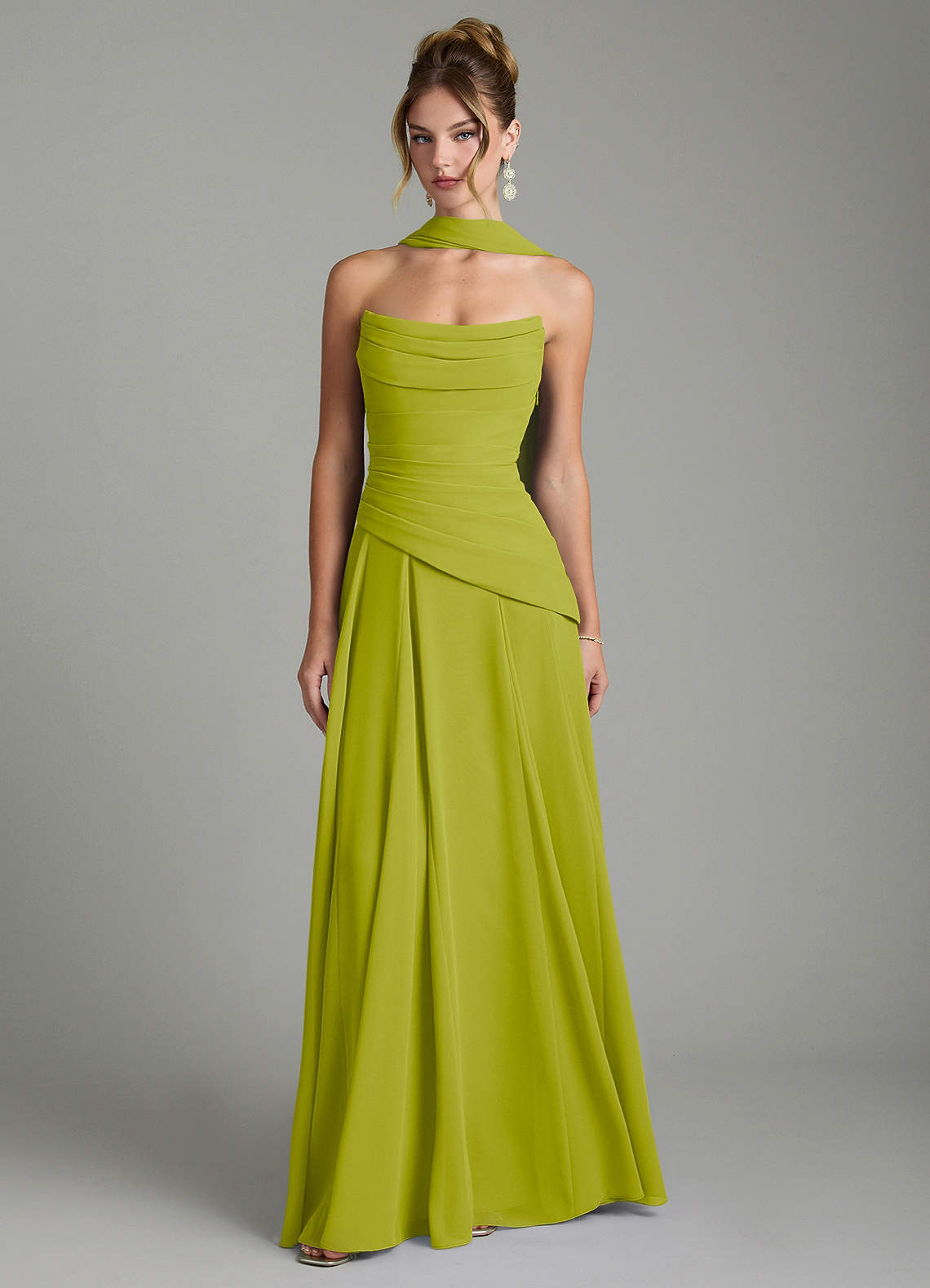 Gabriela A-Line Cowl-Neck Chiffon Bridesmaid Dress in Lemongrass