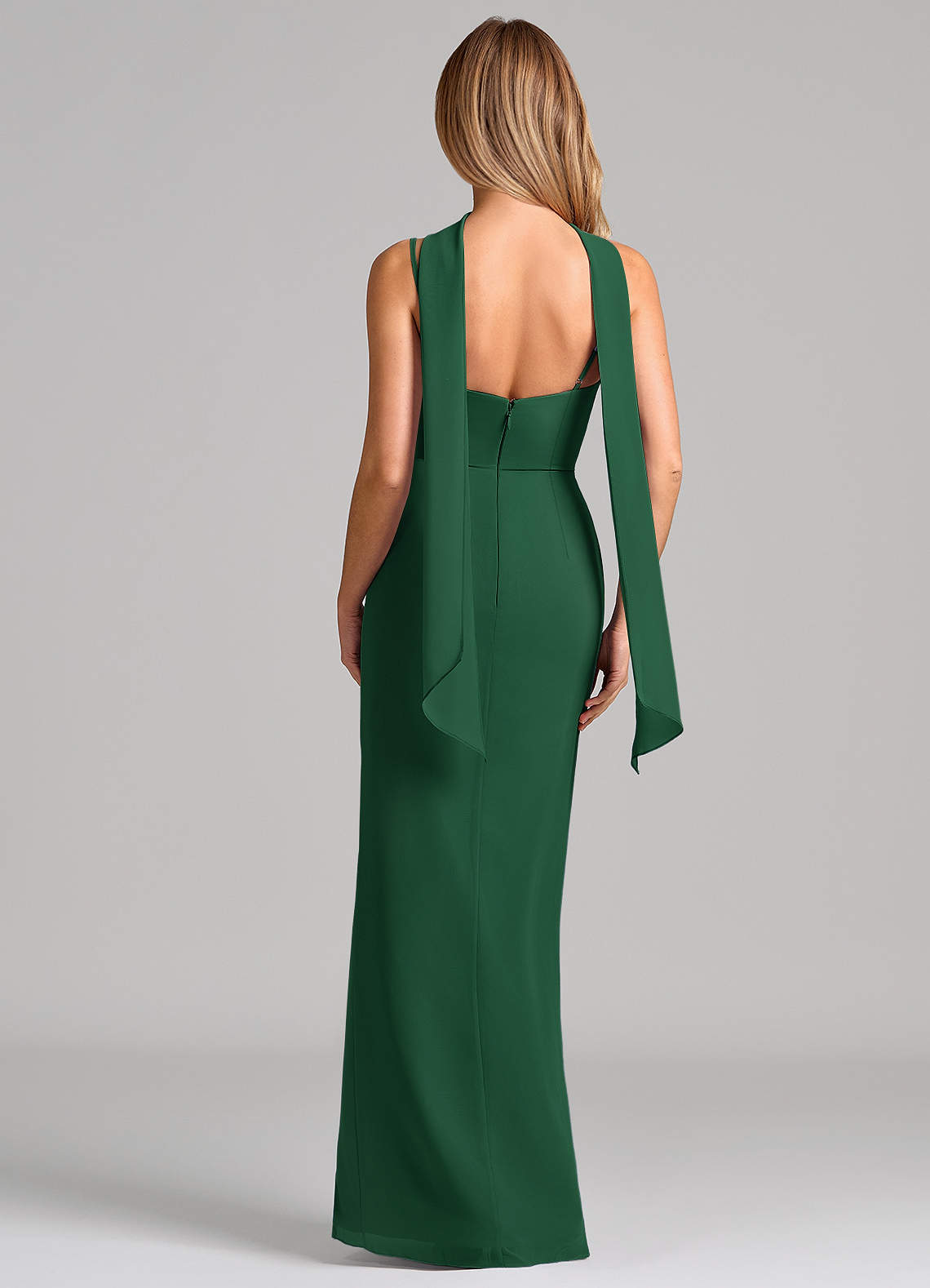 Calandra Sheath Scoop-Neck Chiffon Bridesmaid Dress in Dark Green