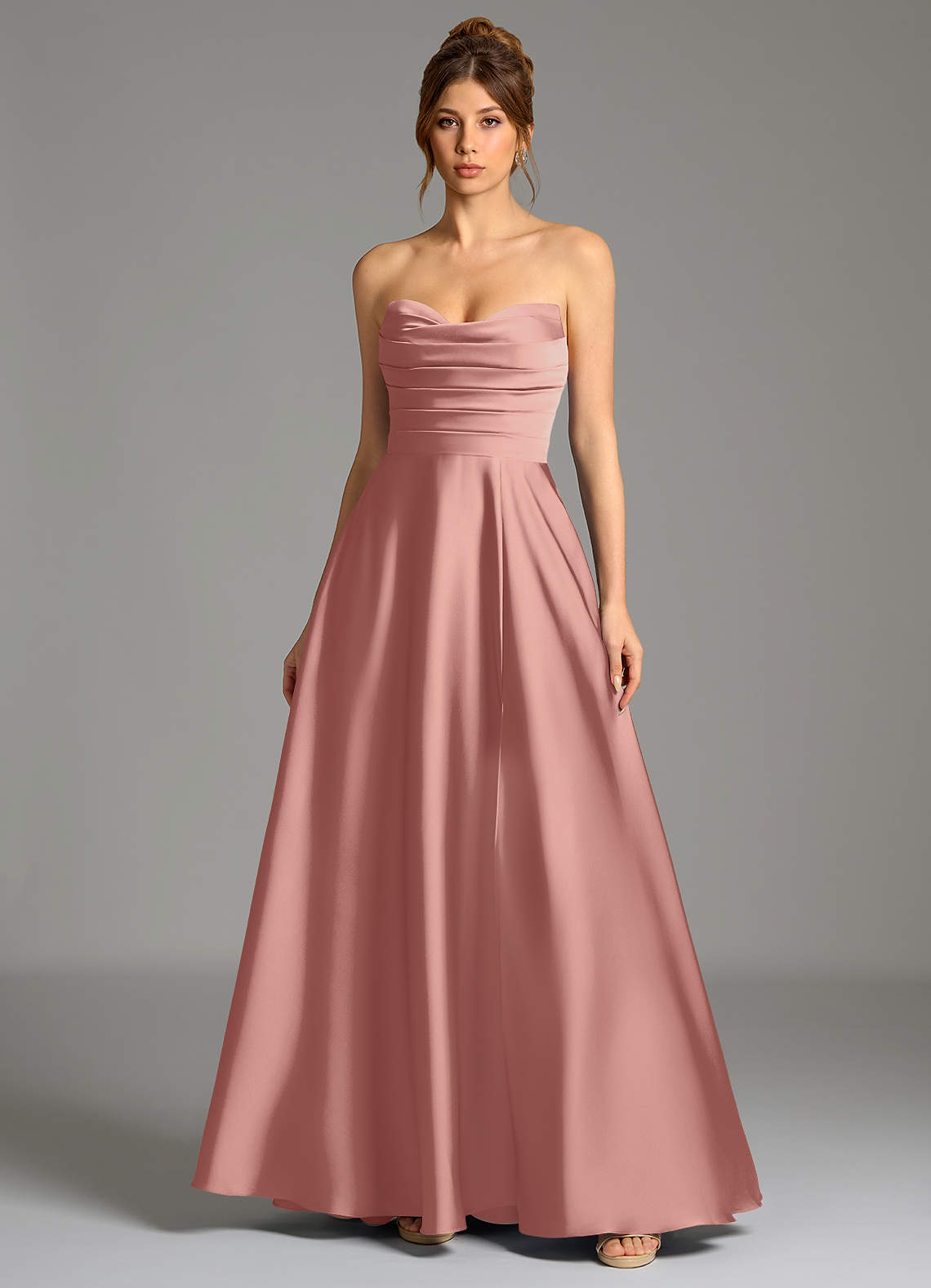 Ayla A-Line Sweetheart Stretch Satin Bridesmaid Dress in Rosette