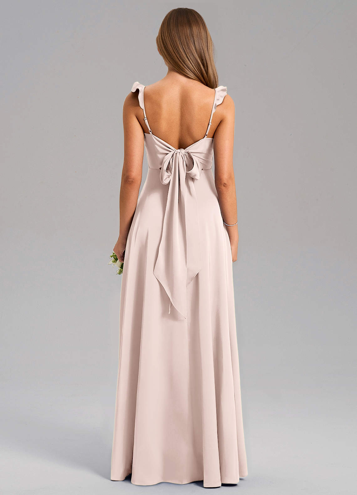 Everett A-Line V-Neck Chiffon Bridesmaid Dress in Blushing Pink
