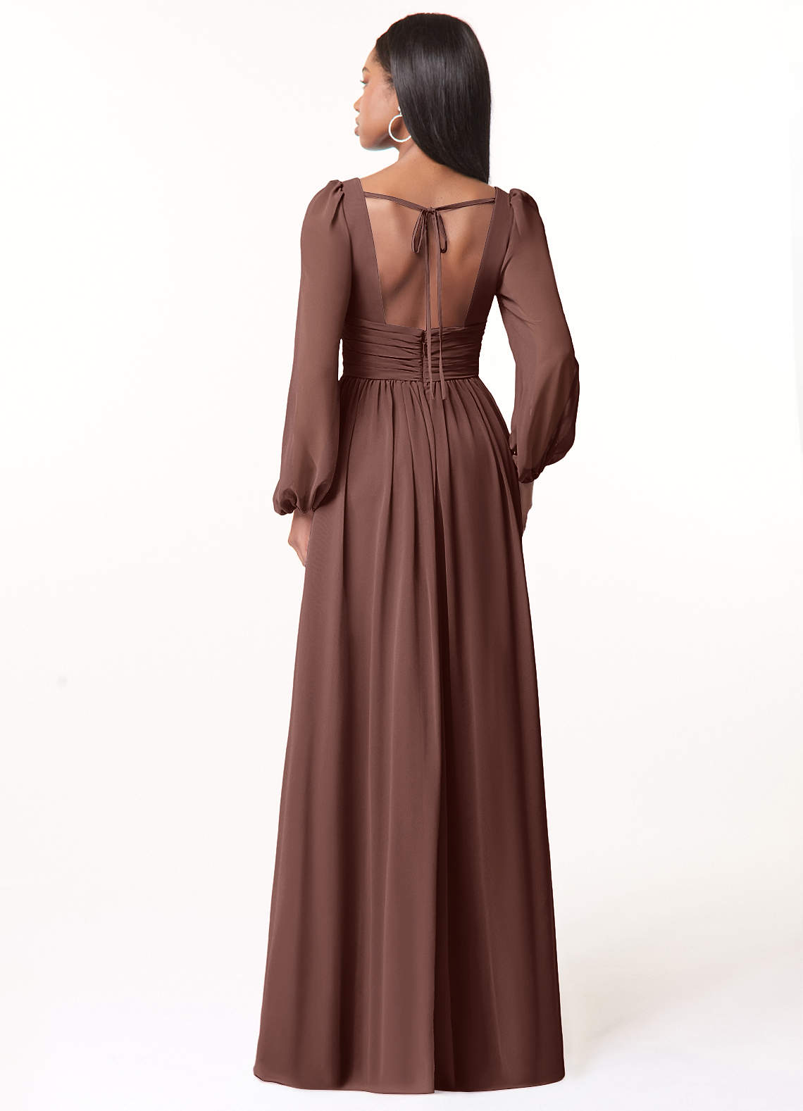 Norah A-Line V-Neck Chiffon Bridesmaid Dress in Espresso