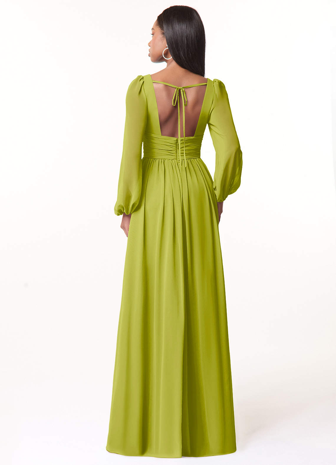 Norah A-Line V-Neck Chiffon Bridesmaid Dress in Lemongrass