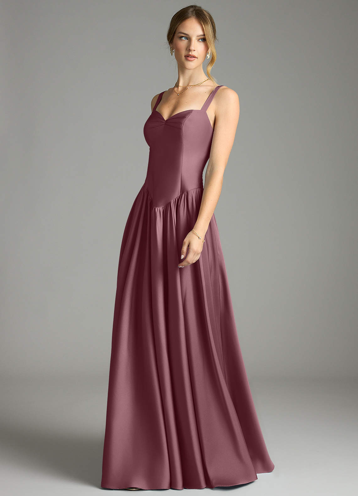 Evadina A-Line Sweetheart Stretch Satin Bridesmaid Dress in Amethyst