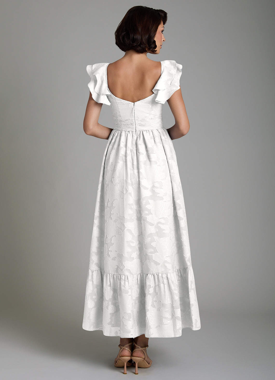 Anaya A-Line V-Neck Floral Burnout Bridesmaid Dress in white