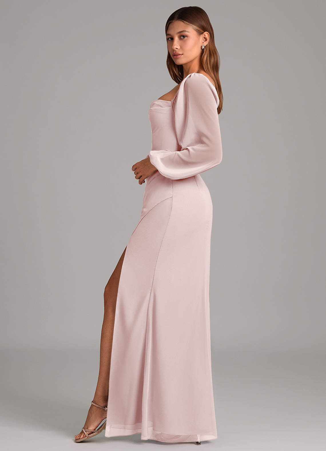 Brixley Mermaid Sweetheart Chiffon Bridesmaid Dress in Blushing Pink