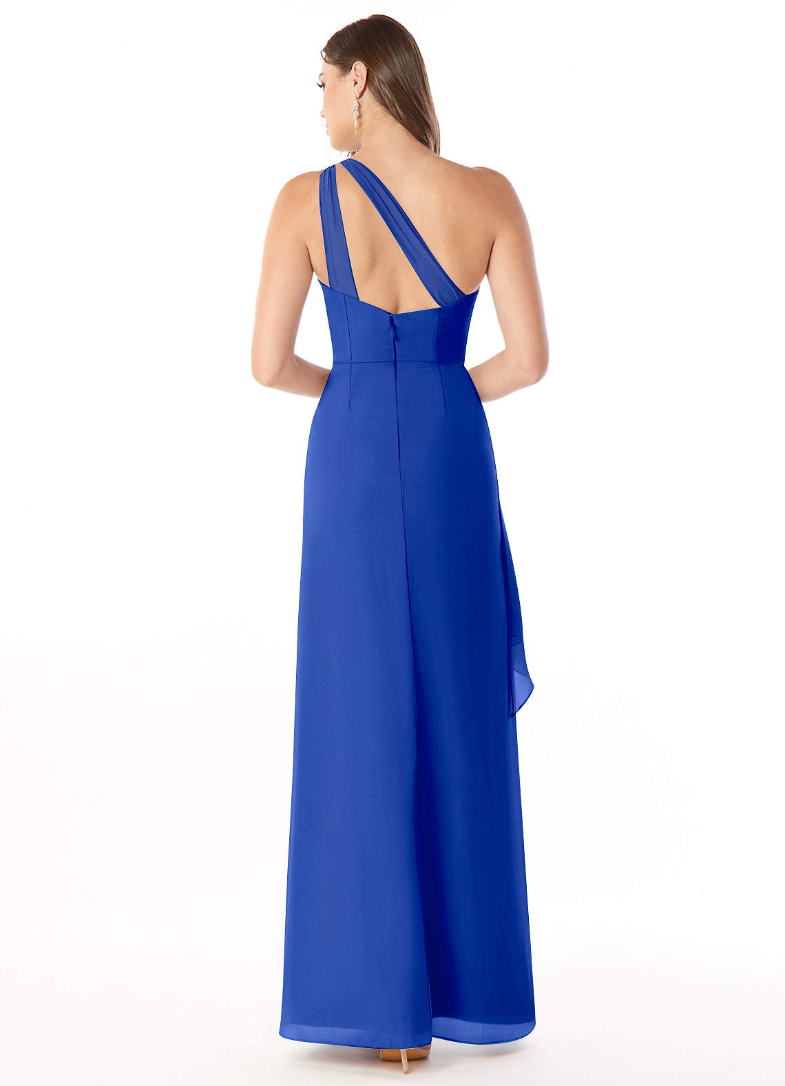 Maive Sheath One-Shoulder Chiffon Bridesmaid Dress in Royal Blue