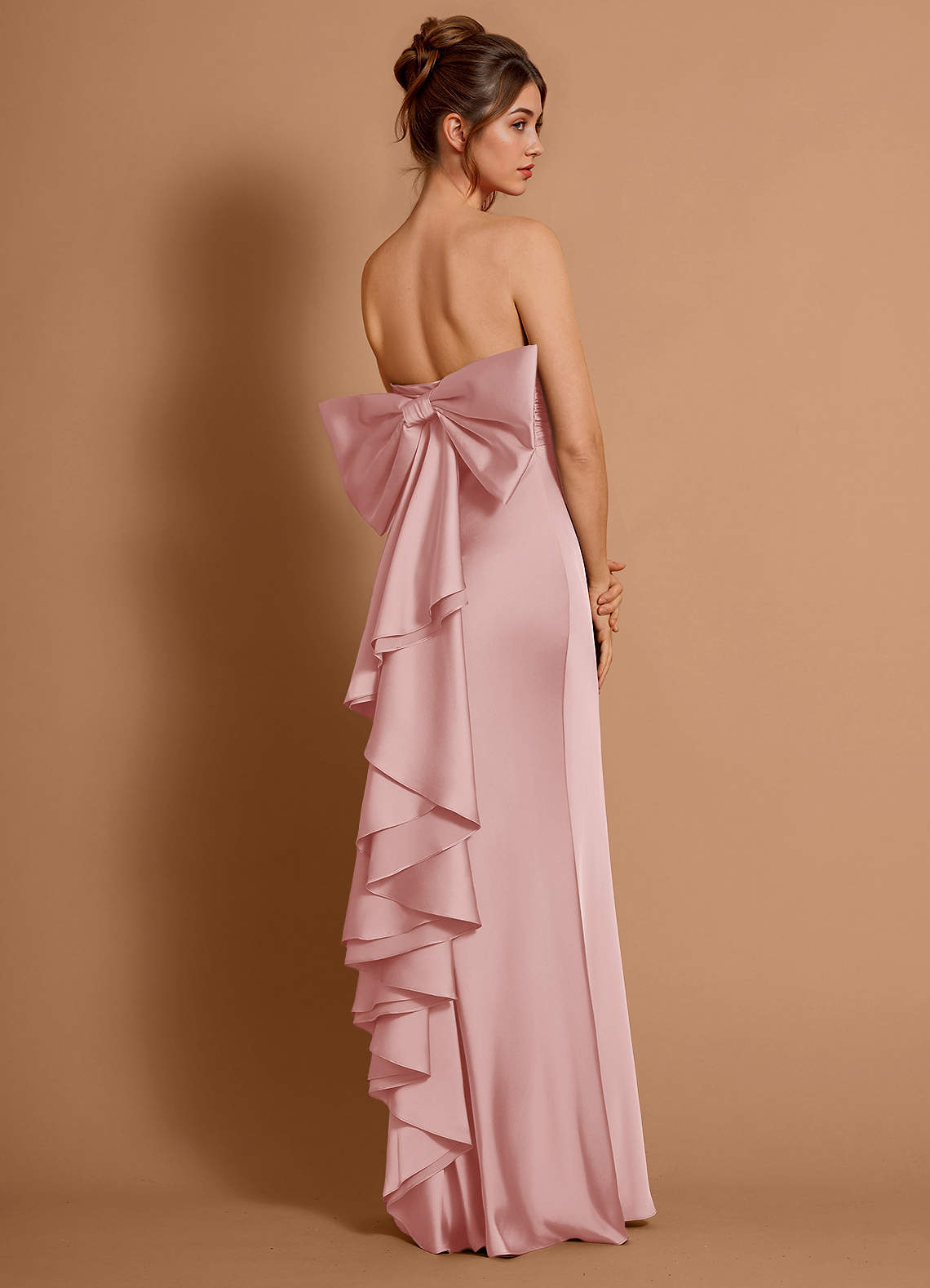 Aveline Mermaid Strapless Stretch Satin Evening Dress in Haze Pink