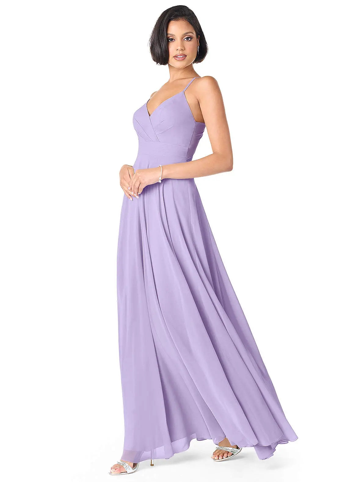 Avelina A-Line V-Neck Chiffon Bridesmaid Dress in Lilac