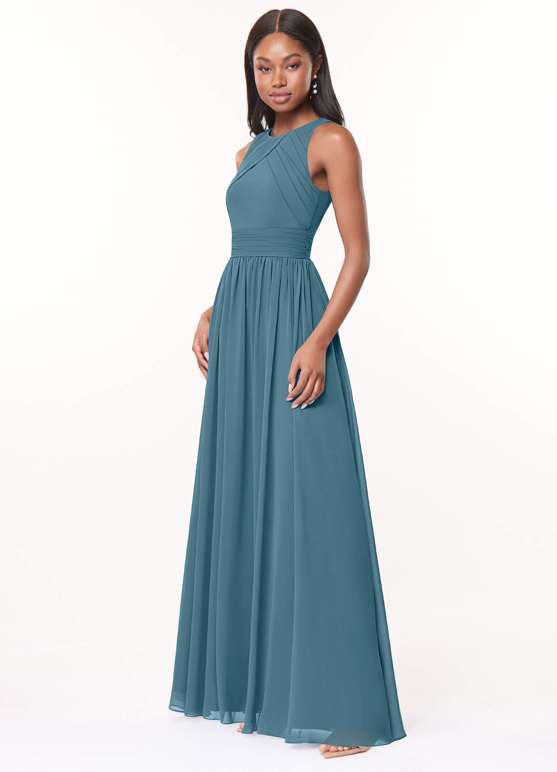 Harper A-Line Scoop-Neck Chiffon Bridesmaid Dress in Bermuda