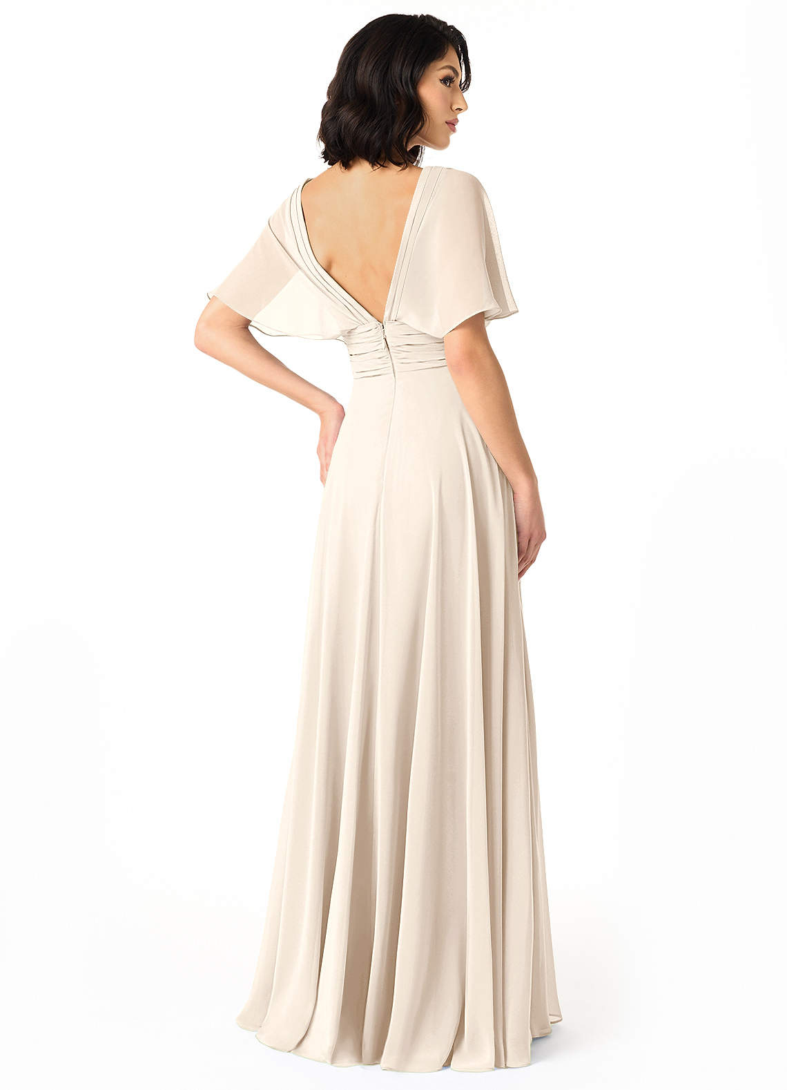 Pamela A-Line V-Neck Chiffon Bridesmaid Dress in White Alabaster