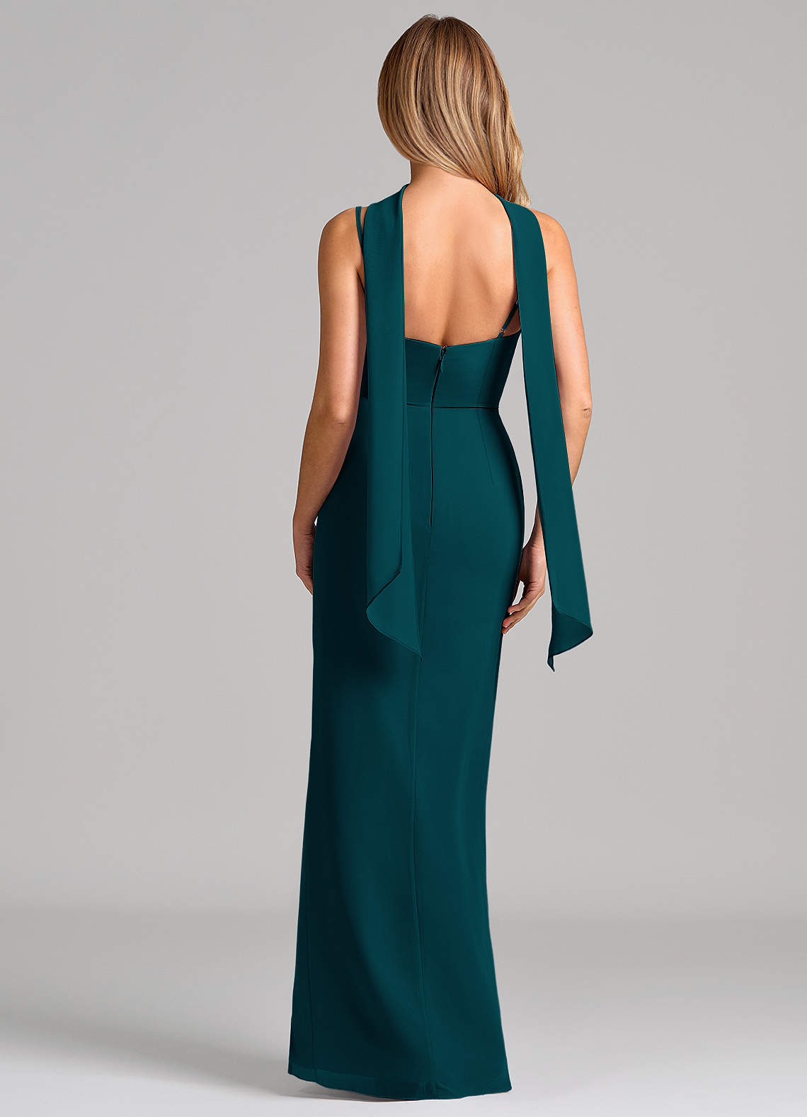 Calandra Sheath Scoop-Neck Chiffon Bridesmaid Dress in Pine