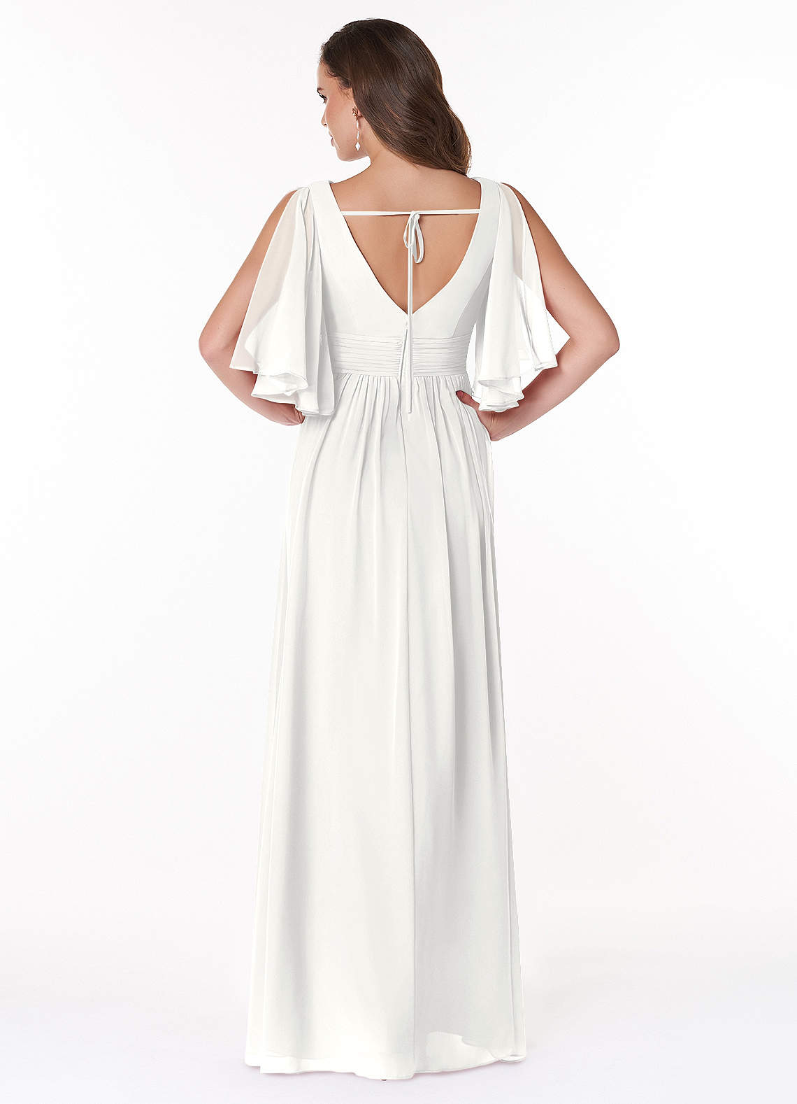 Temeka A-Line V-Neck Chiffon Bridesmaid Dress in white