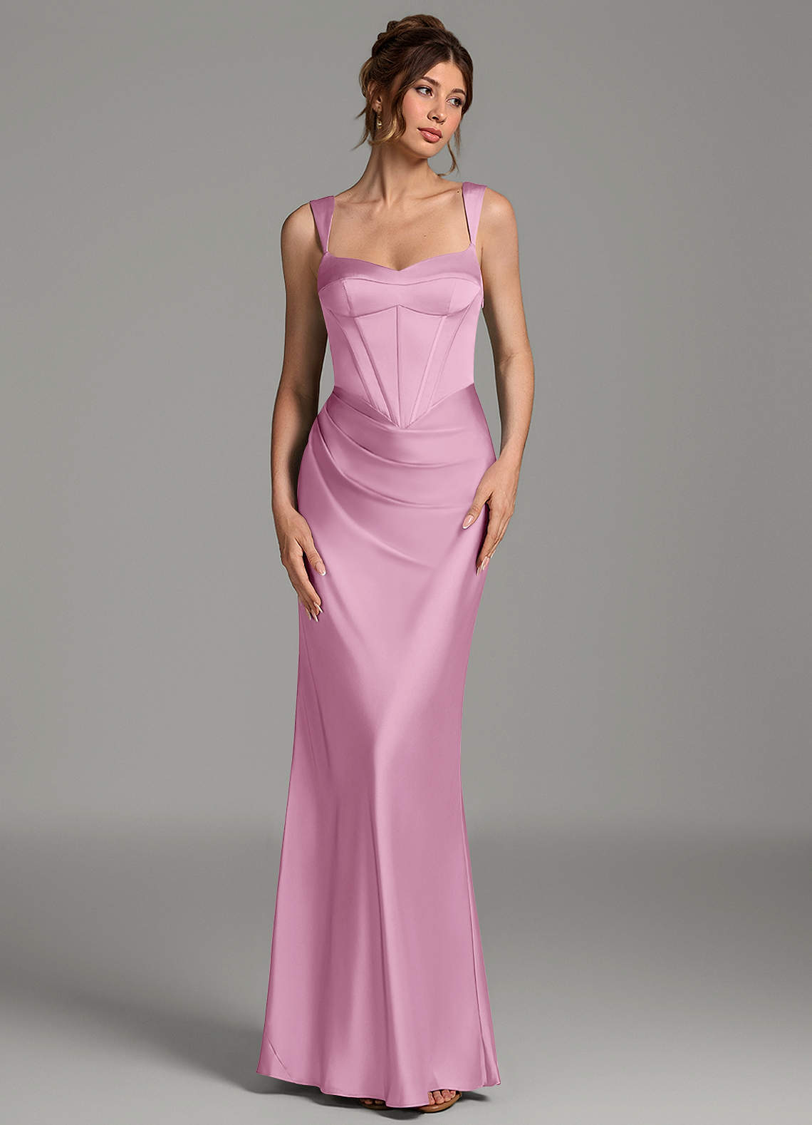 Mela Sheath Sweetheart Stretch Satin Bridesmaid Dress in candy pink