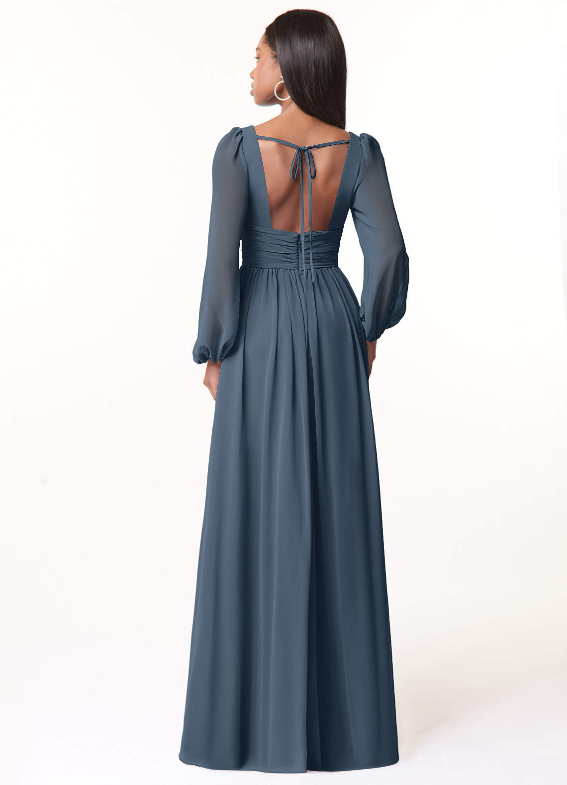 Norah A-Line V-Neck Chiffon Bridesmaid Dress in Neptune