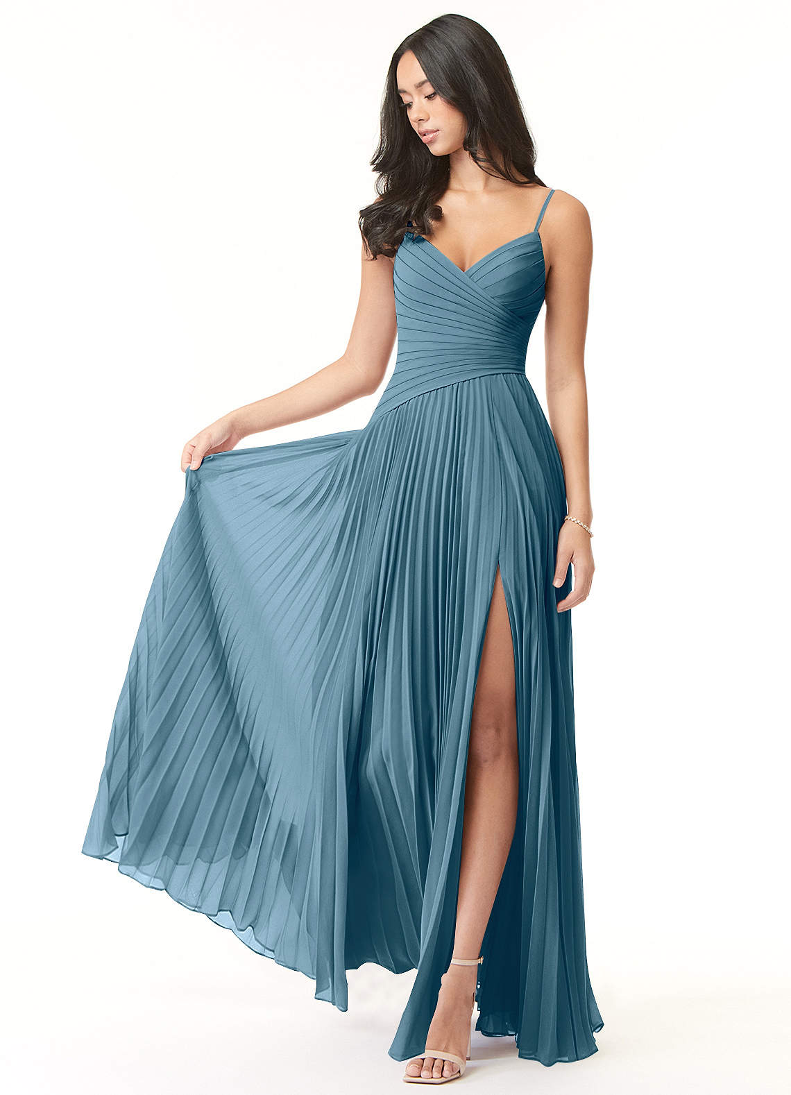 Vini A-Line V-Neck Chiffon Bridesmaid Dress in Bermuda