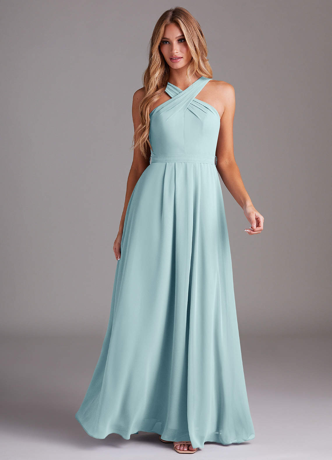 Dixie A-Line Halter Chiffon Bridesmaid Dress in Sea Glass