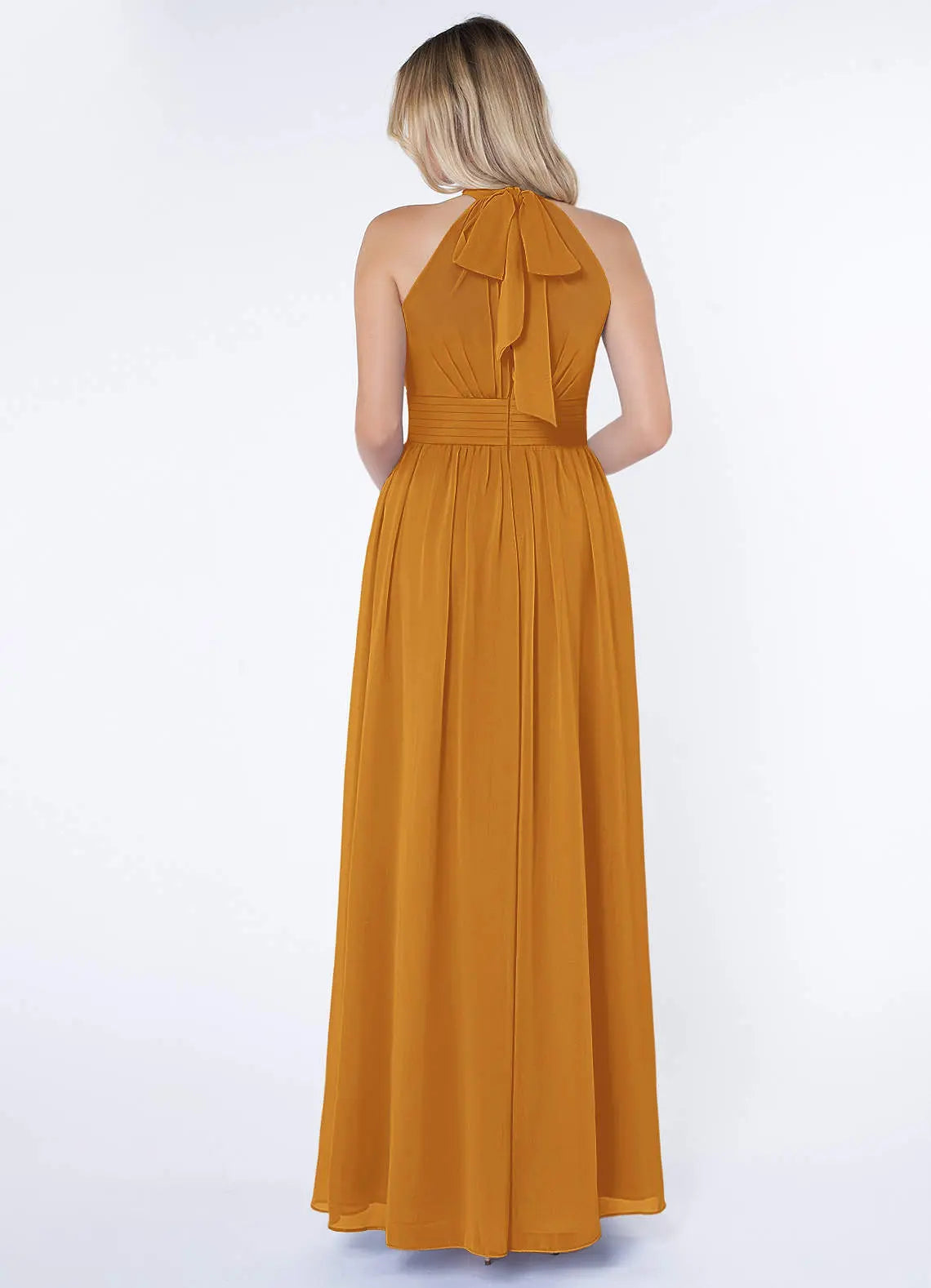 Iman A-Line Halter Chiffon Bridesmaid Dress in butterscotch