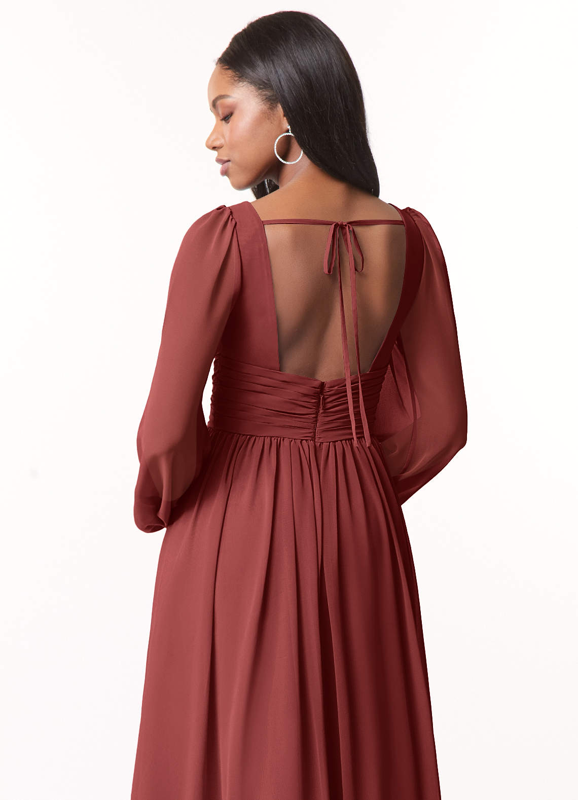 Norah A-Line V-Neck Chiffon Bridesmaid Dress in Terracotta