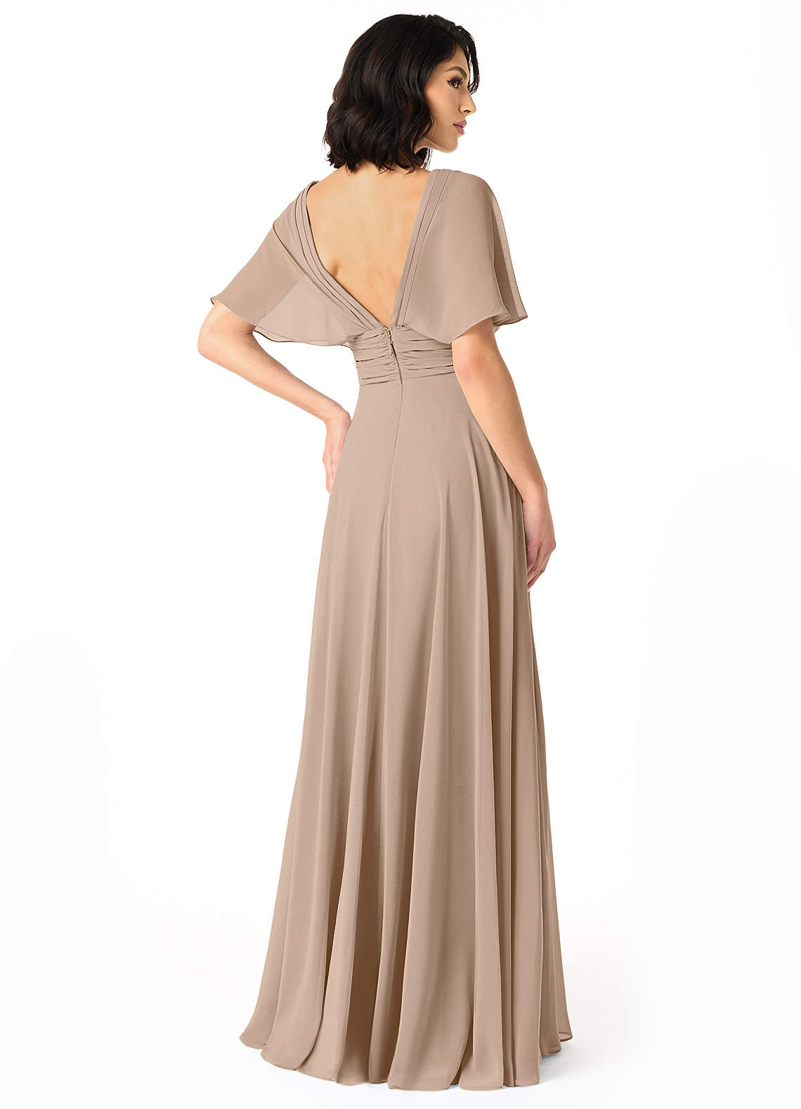 Pamela A-Line V-Neck Chiffon Bridesmaid Dress in Taupe