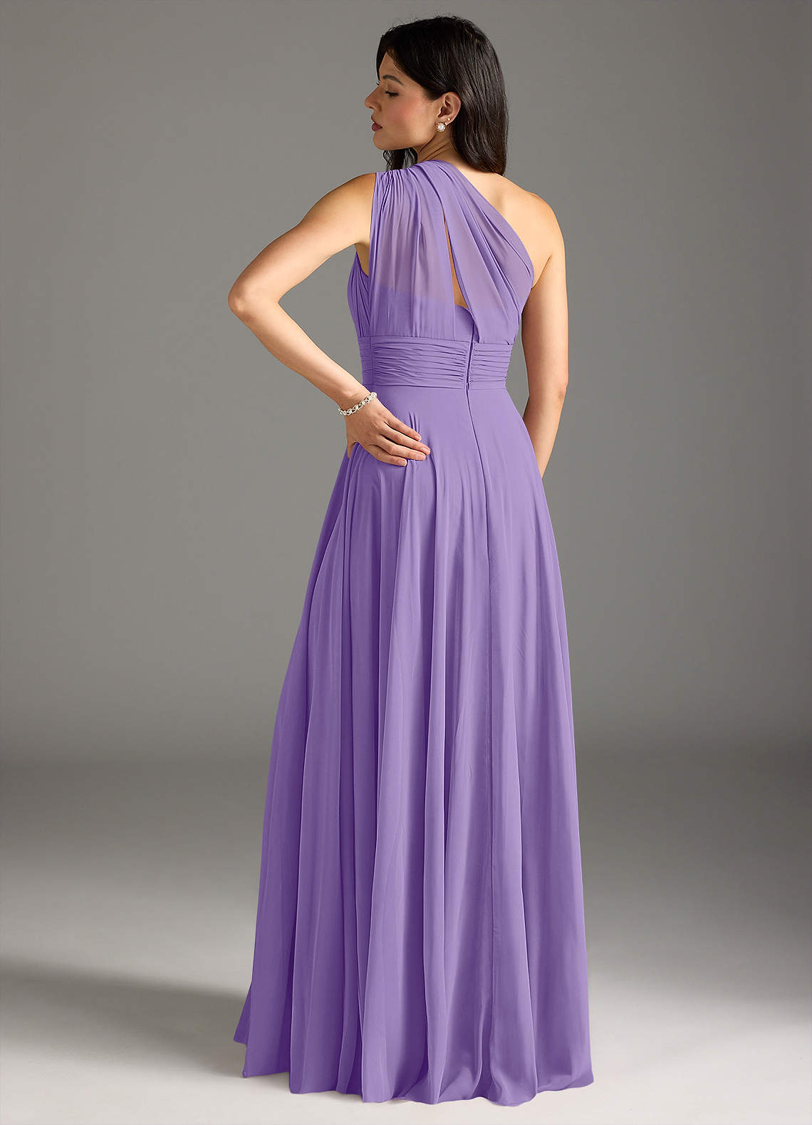 Charlize A-Line One-Shoulder Chiffon Bridesmaid Dress in Tahiti