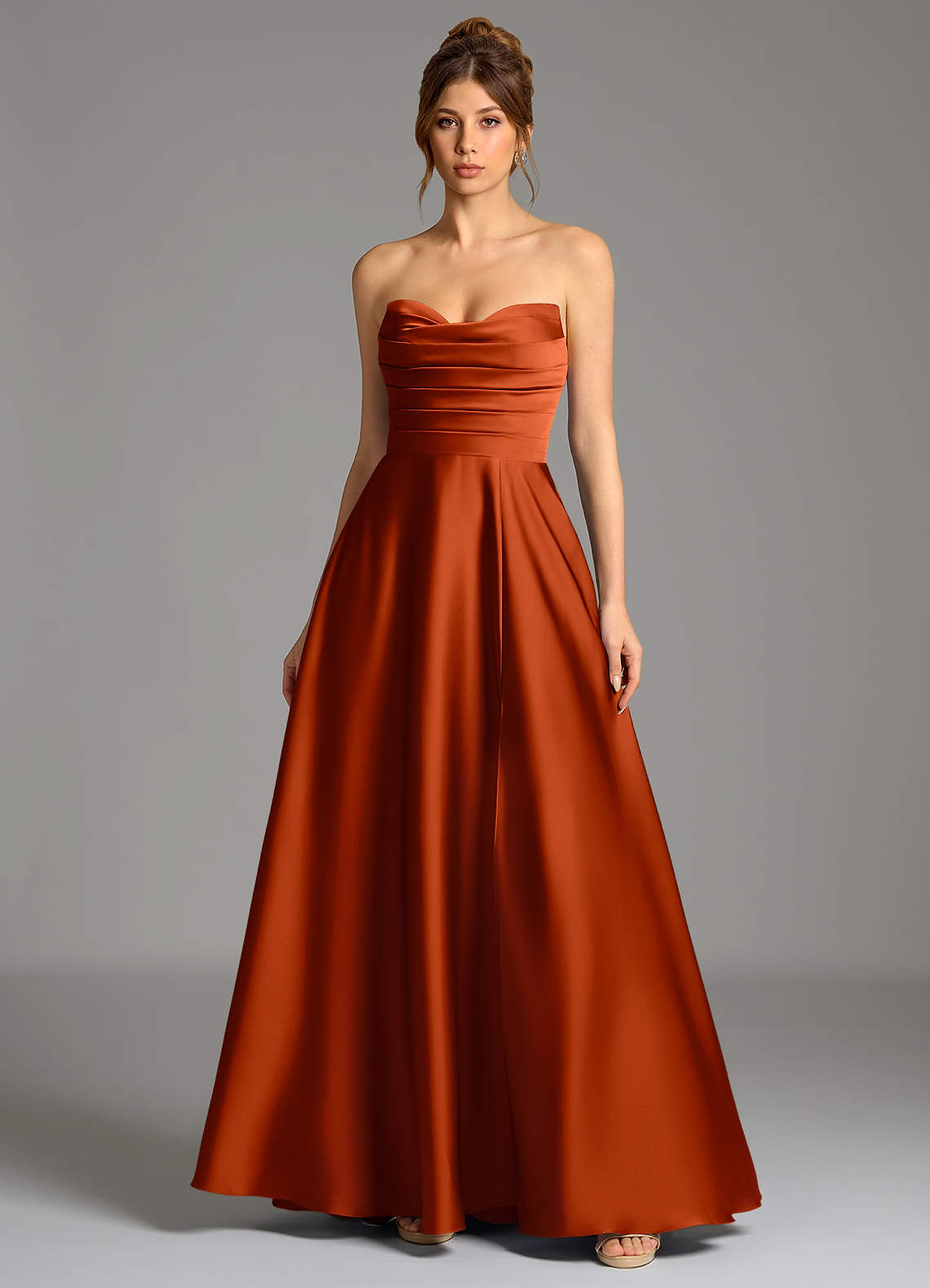Ayla A-Line Sweetheart Stretch Satin Bridesmaid Dress in Paprika