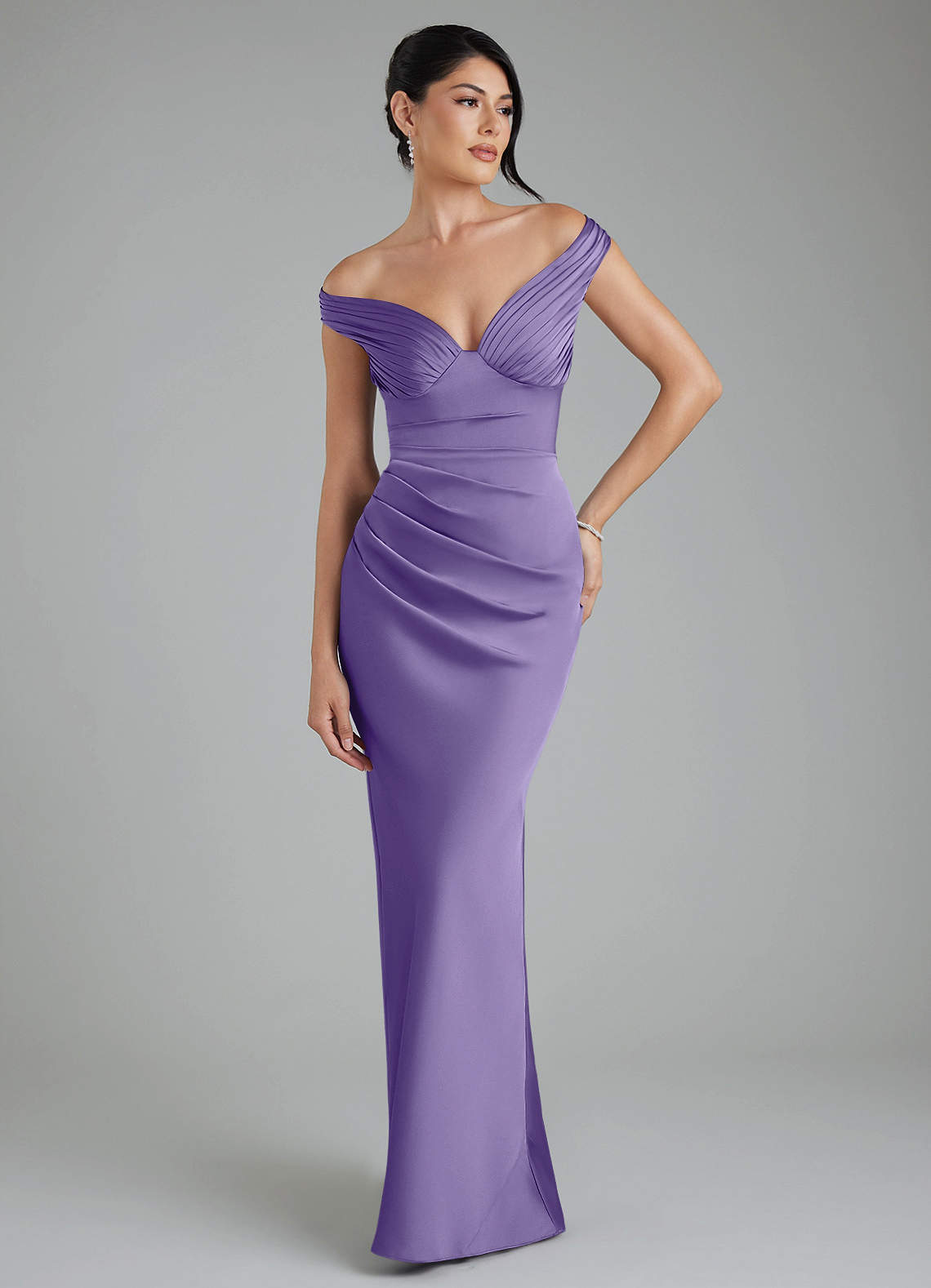 Stella Sheath V-Neck Stretch Satin Bridesmaid Dress in Tahiti