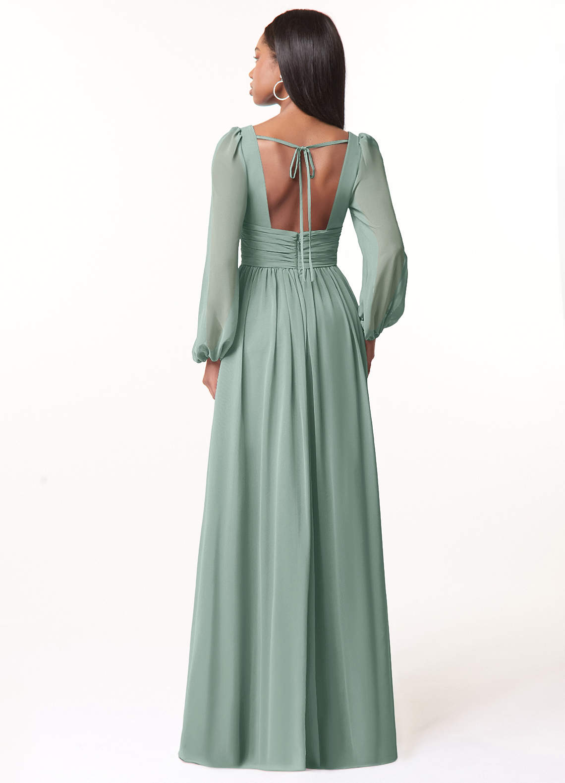 Norah A-Line V-Neck Chiffon Bridesmaid Dress in Agave