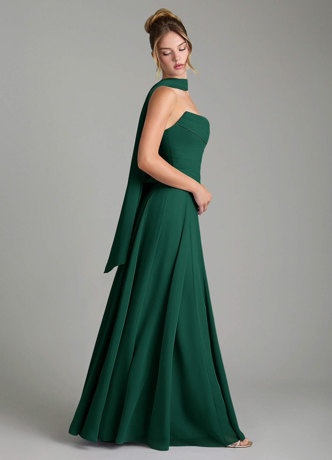 Gabriela A-Line Cowl-Neck Chiffon Bridesmaid Dress in Emerald