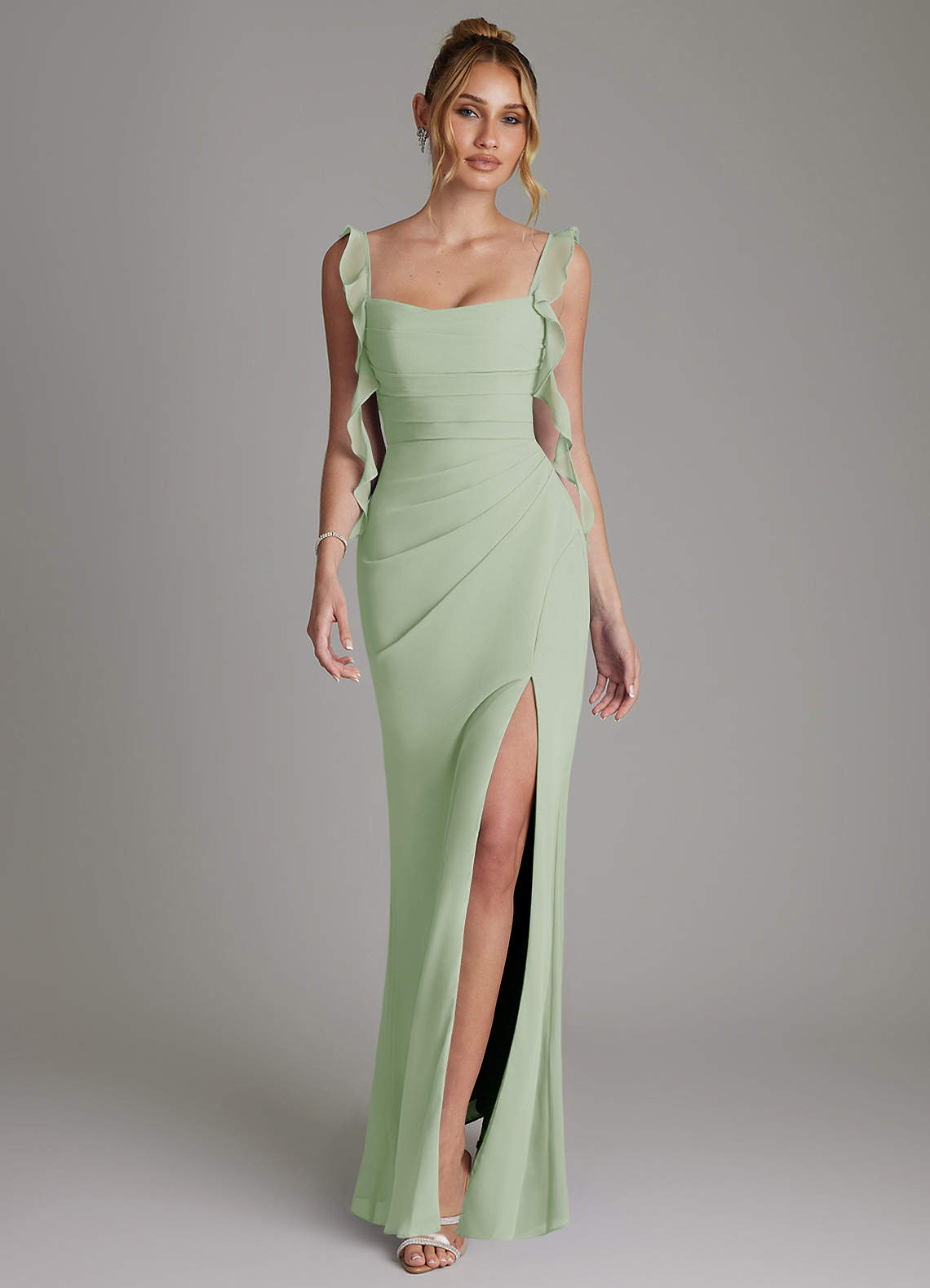 Jessamine Mermaid Sweetheart Chiffon Bridesmaid Dress in Dusty Sage