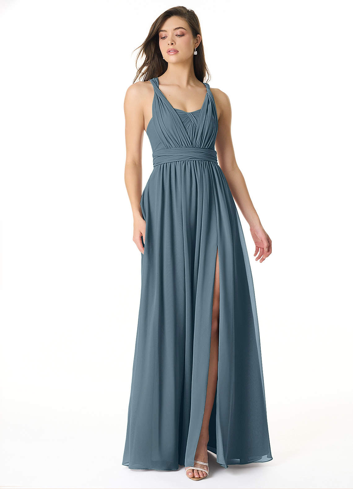 Olani A-Line V-Neck Chiffon Bridesmaid Dress in Twilight