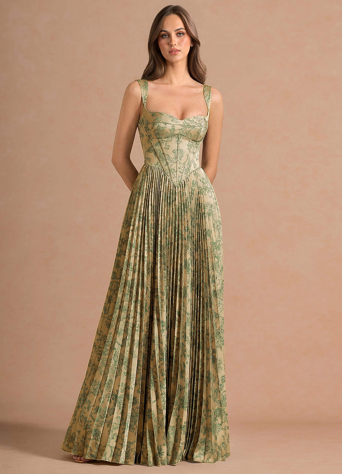 Isonelle A-Line Sweetheart Jacquard Wedding Guest Dress in Moss Navy
