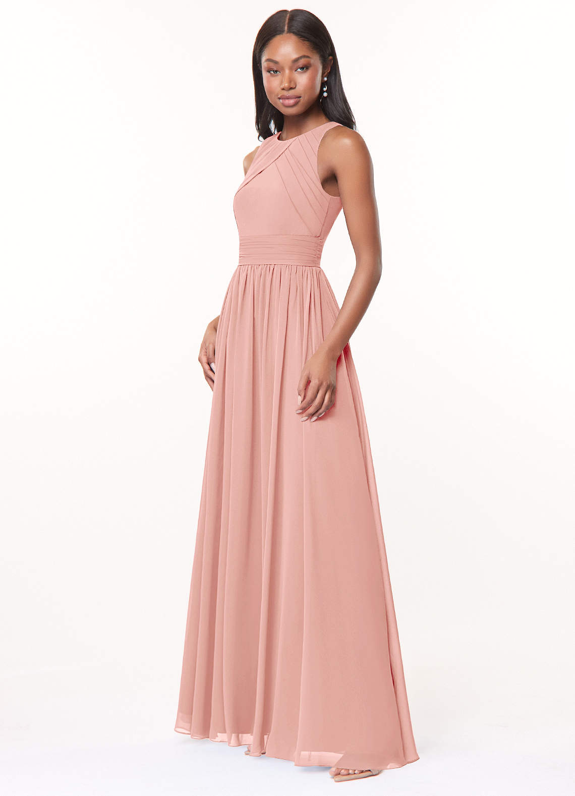 Harper A-Line Scoop-Neck Chiffon Bridesmaid Dress in Rosette
