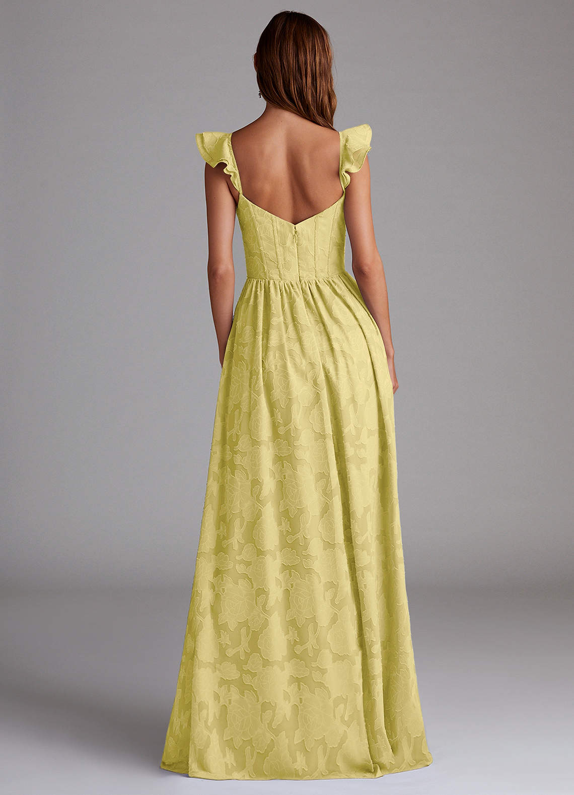 Denisse A-Line Sweetheart Floral Burnout Bridesmaid Dress in Canary