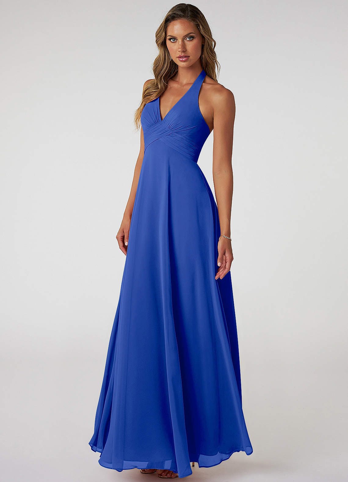 Tessie A-Line V-Neck Chiffon Bridesmaid Dress in Royal Blue