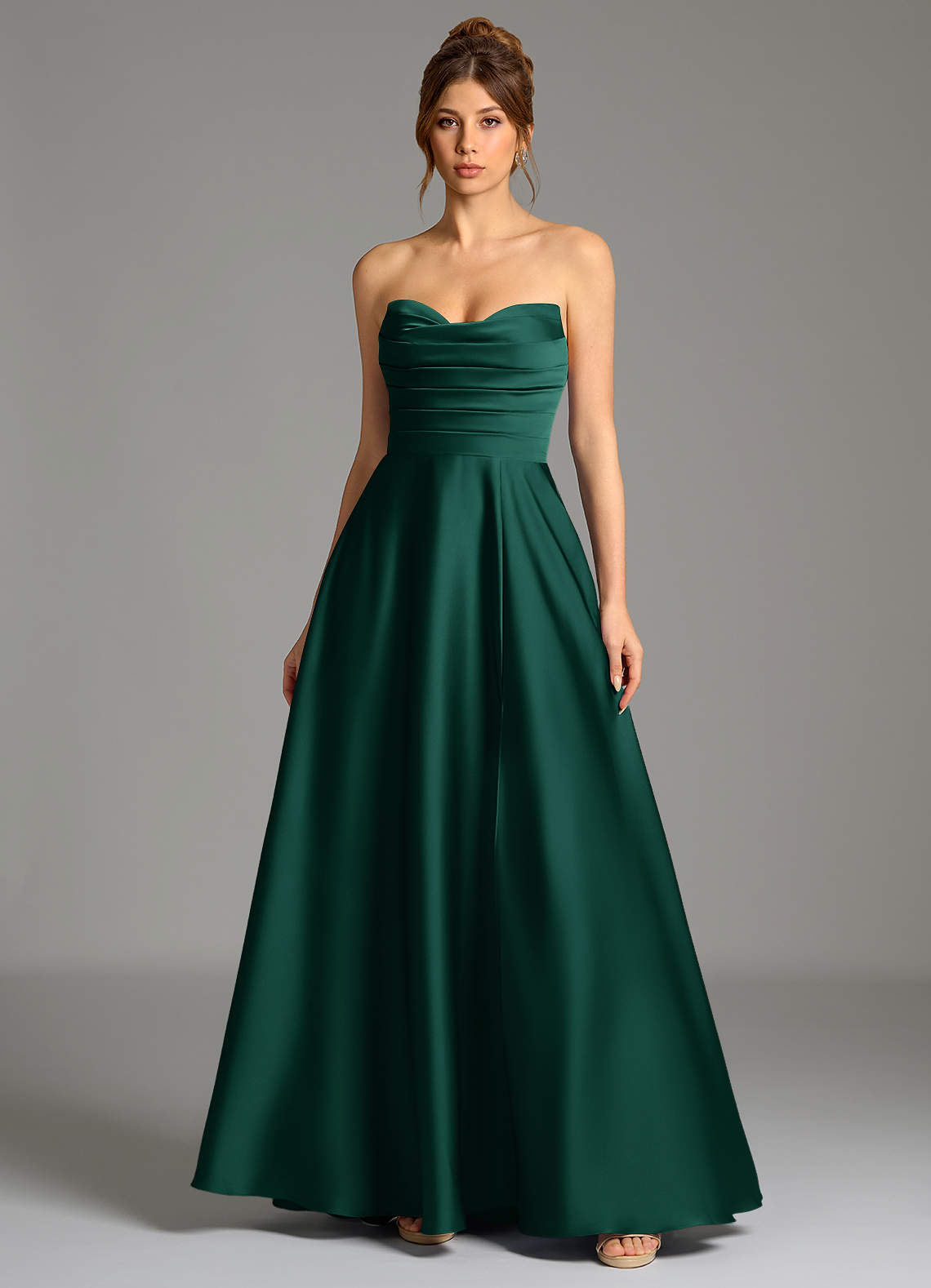Ayla A-Line Sweetheart Stretch Satin Bridesmaid Dress in Emerald