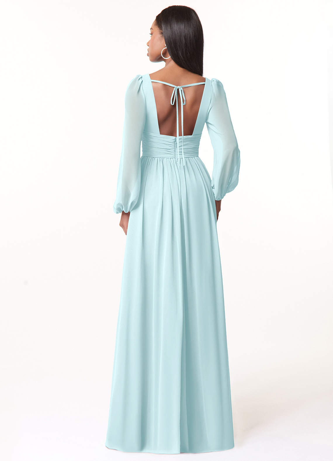 Norah A-Line V-Neck Chiffon Bridesmaid Dress in Sea Glass