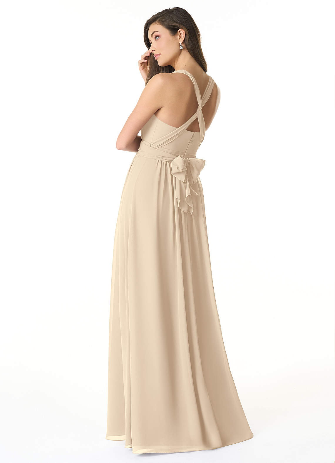 Olani A-Line V-Neck Chiffon Bridesmaid Dress in Champagne