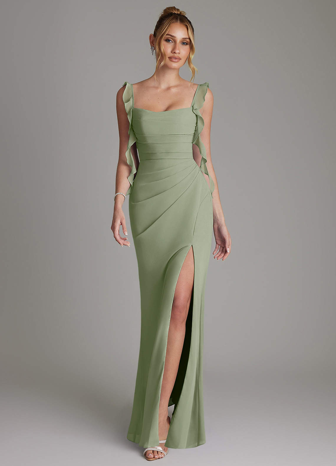 Jessamine Mermaid Sweetheart Chiffon Bridesmaid Dress in Pistachio