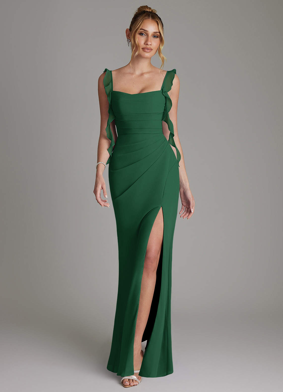 Jessamine Mermaid Sweetheart Chiffon Bridesmaid Dress in Dark Green