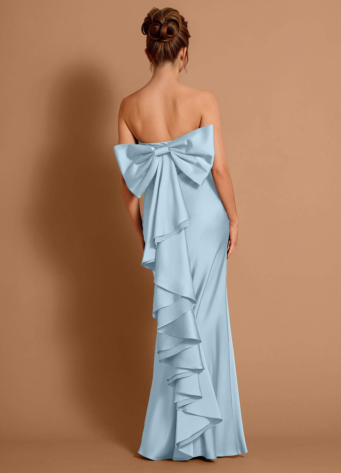 Aveline Mermaid Strapless Stretch Satin Evening Dress in Sky Blue
