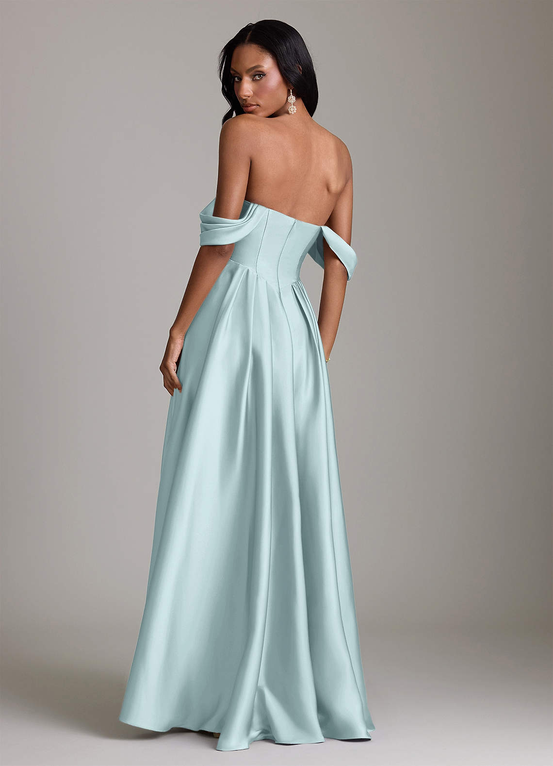 Loisa A-Line Off-the-Shoulder Stretch Satin Bridesmaid Dress