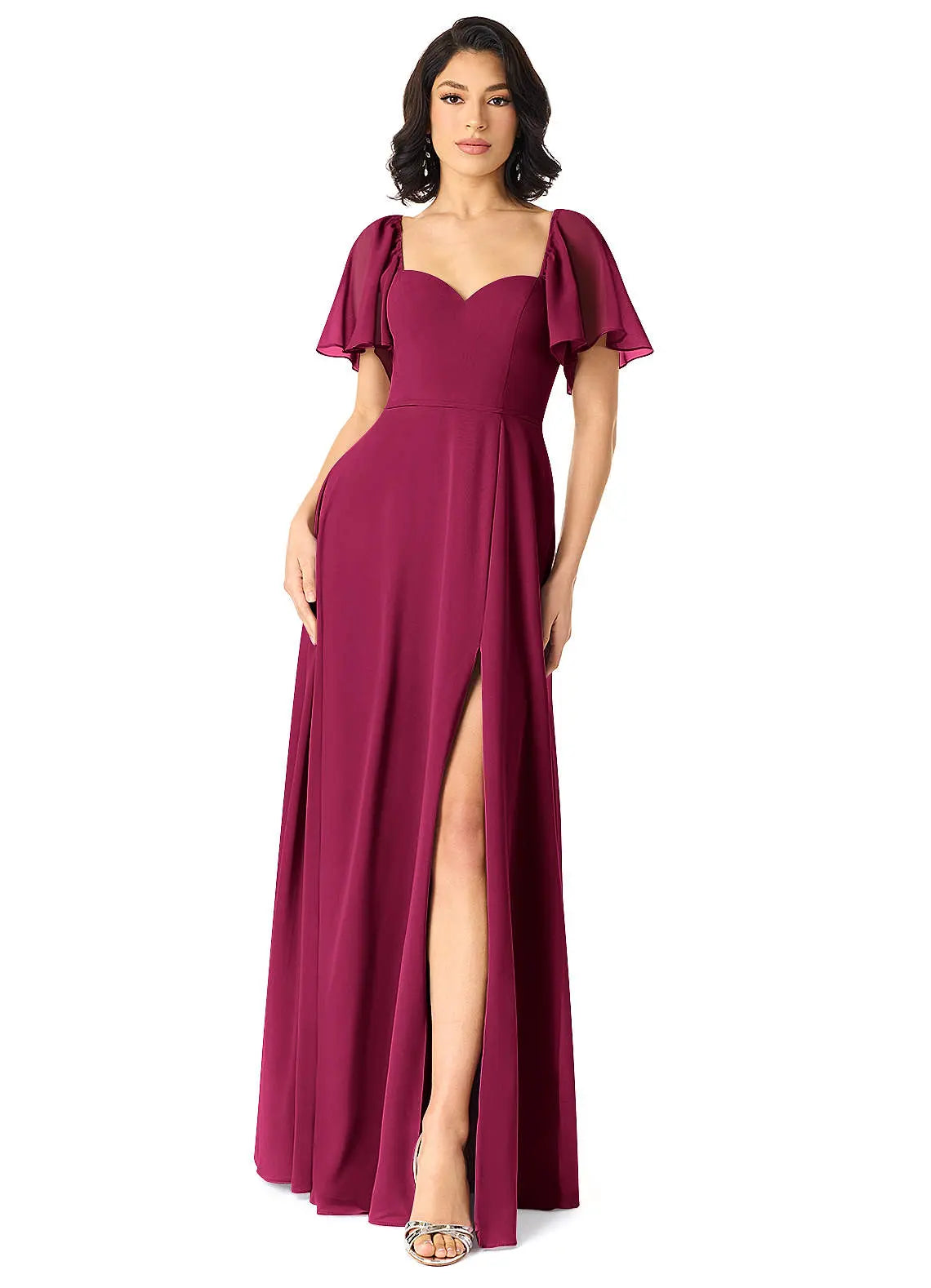 Chloe A-Line Sweetheart Chiffon Bridesmaid Dress in Burgundy