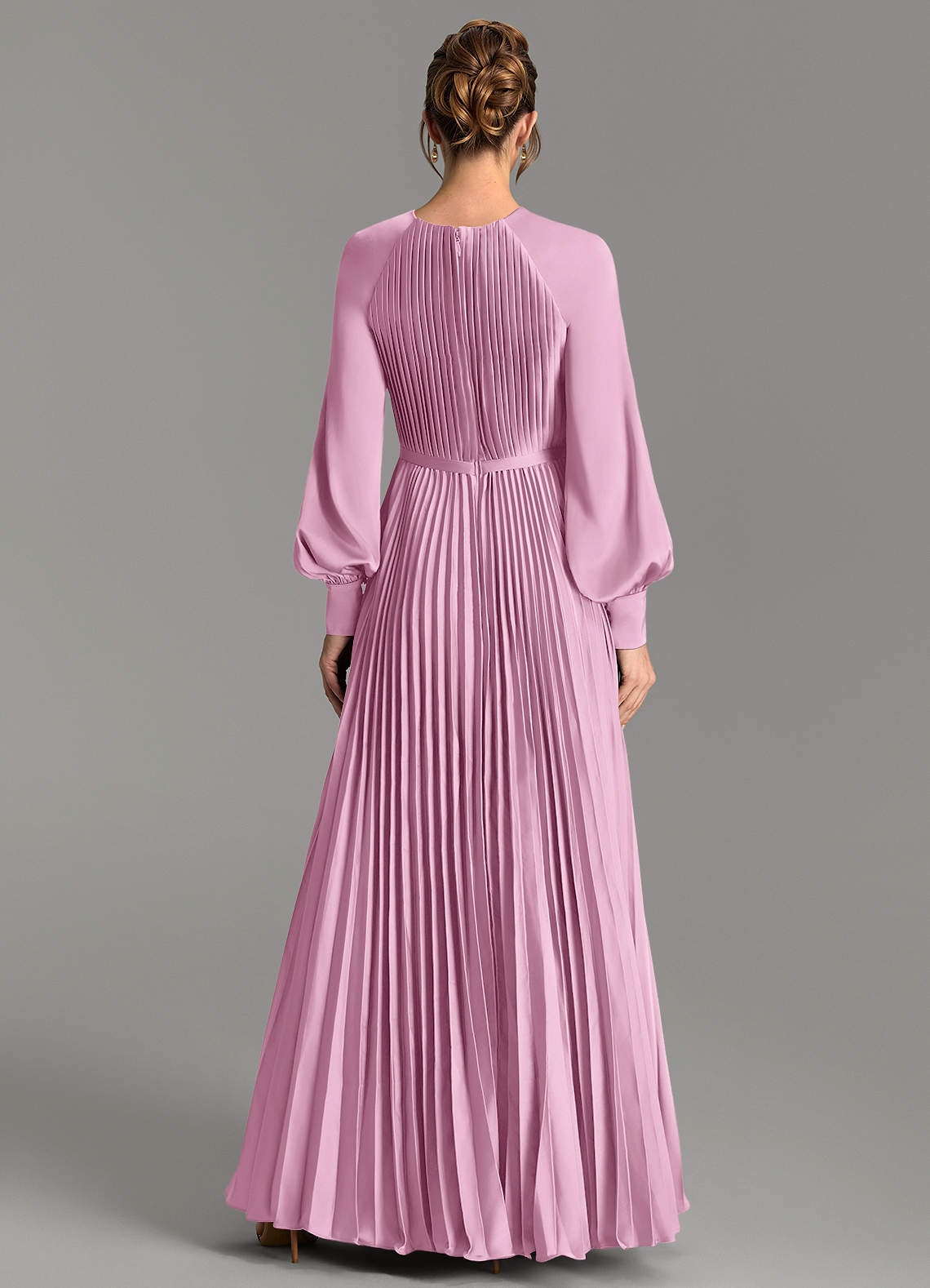 Grayson A-Line Scoop-Neck Stretch Satin Bridesmaid Dress in candy pink