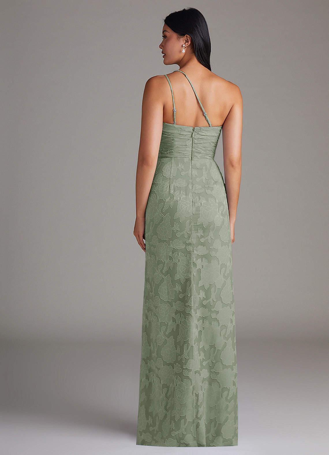 Eren Sheath One-Shoulder Floral Burnout Bridesmaid Dress in Agave