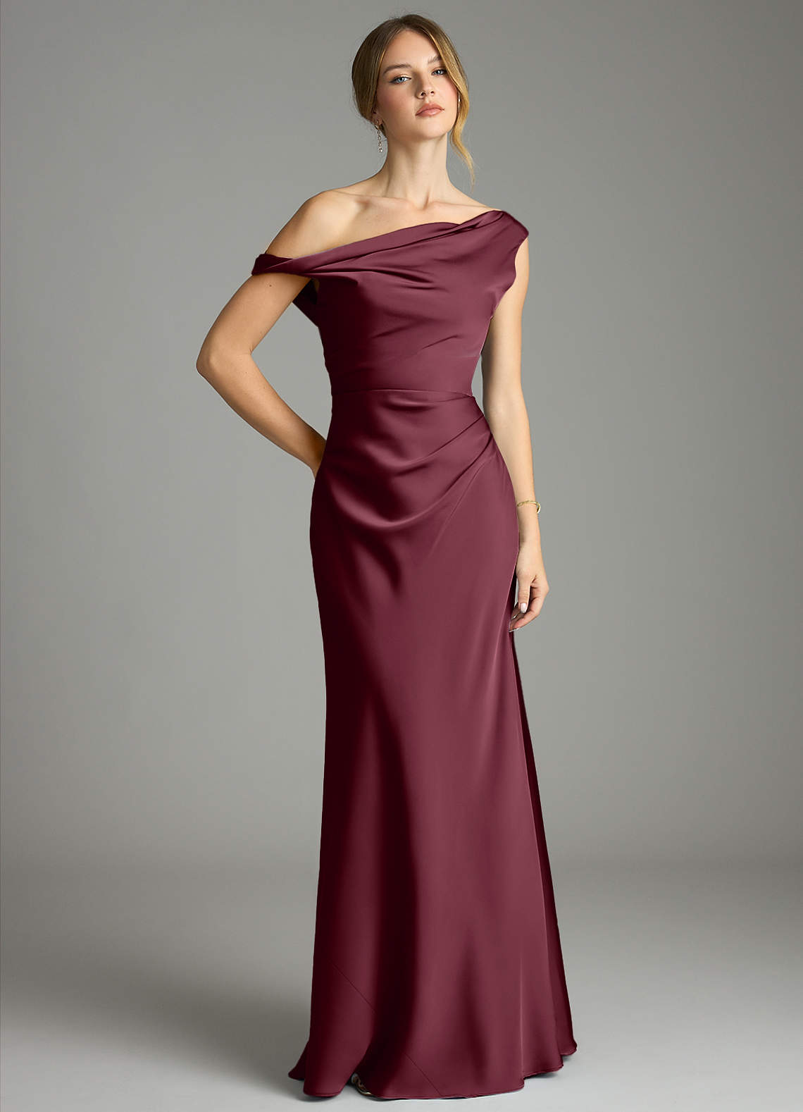 Emerson Mermaid One-Shoulder Stretch Satin Bridesmaid Dress