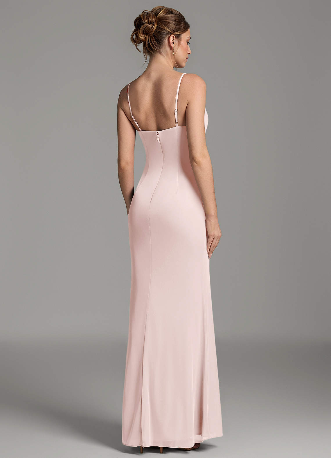 Zari Mermaid Cowl-Neck Mesh Bridesmaid Dress