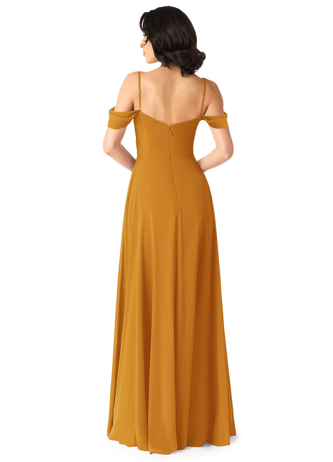 Tancie A-Line Off-the-Shoulder Chiffon Bridesmaid Dress in butterscotch