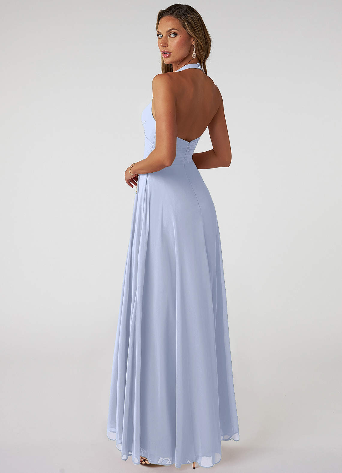Tessie A-Line V-Neck Chiffon Bridesmaid Dress in Ice
