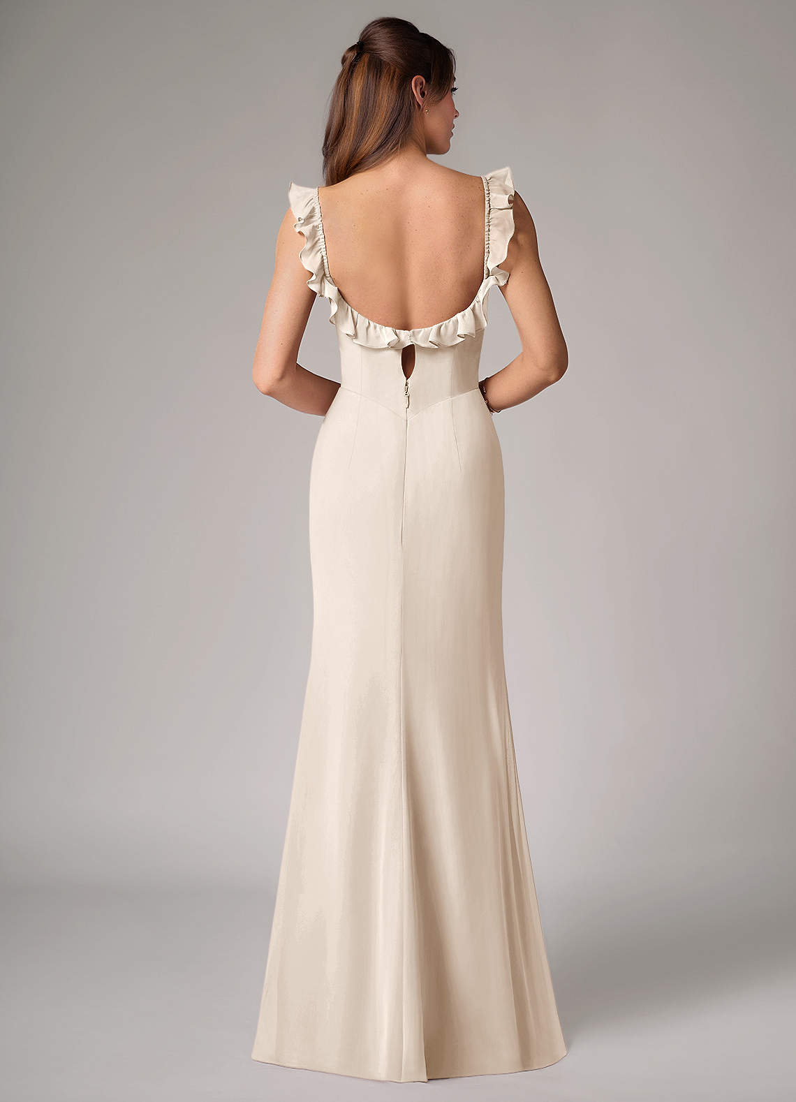 Callie Mermaid Scoop-Neck Chiffon Bridesmaid Dress in White Alabaster